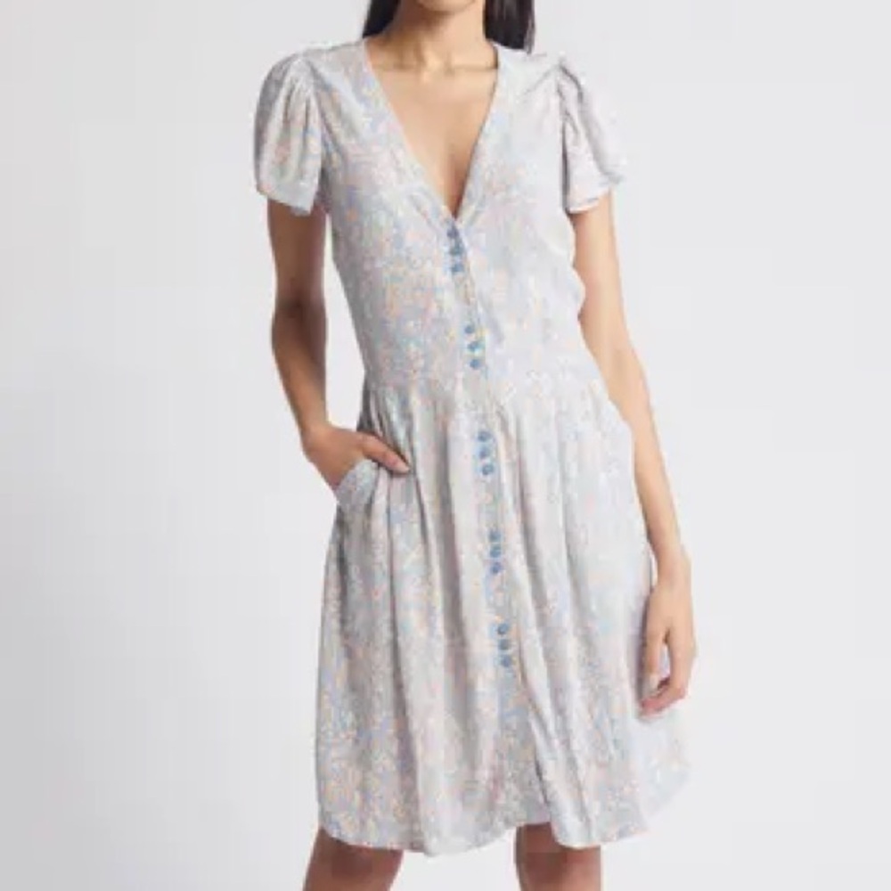 Treasure & Bond Floral Flutter Sleeve Dress XL